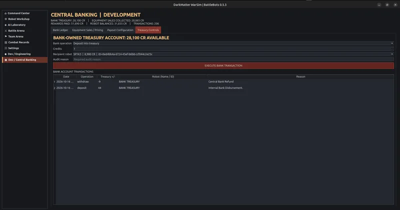 Developer Central Banking Treasury
